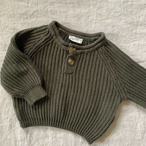 Jamie Kay | Cotton Knit Sweater in Dark Green